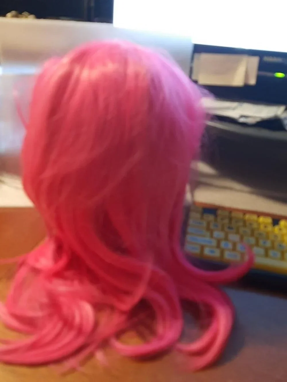 NEW BAG ! Women Long Wig 19 Inch Curly Pink